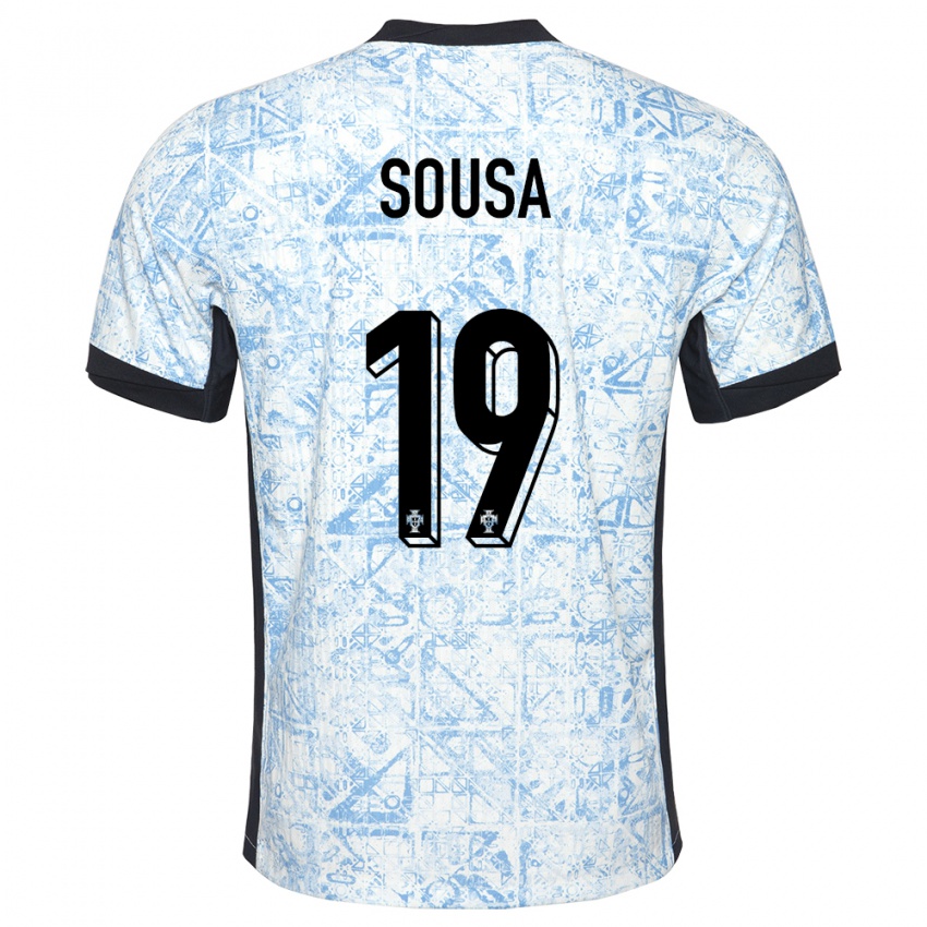 Dames Portugal Goncalo Sousa #19 Crème Blauw Uitshirt Uittenue 24-26 T-Shirt