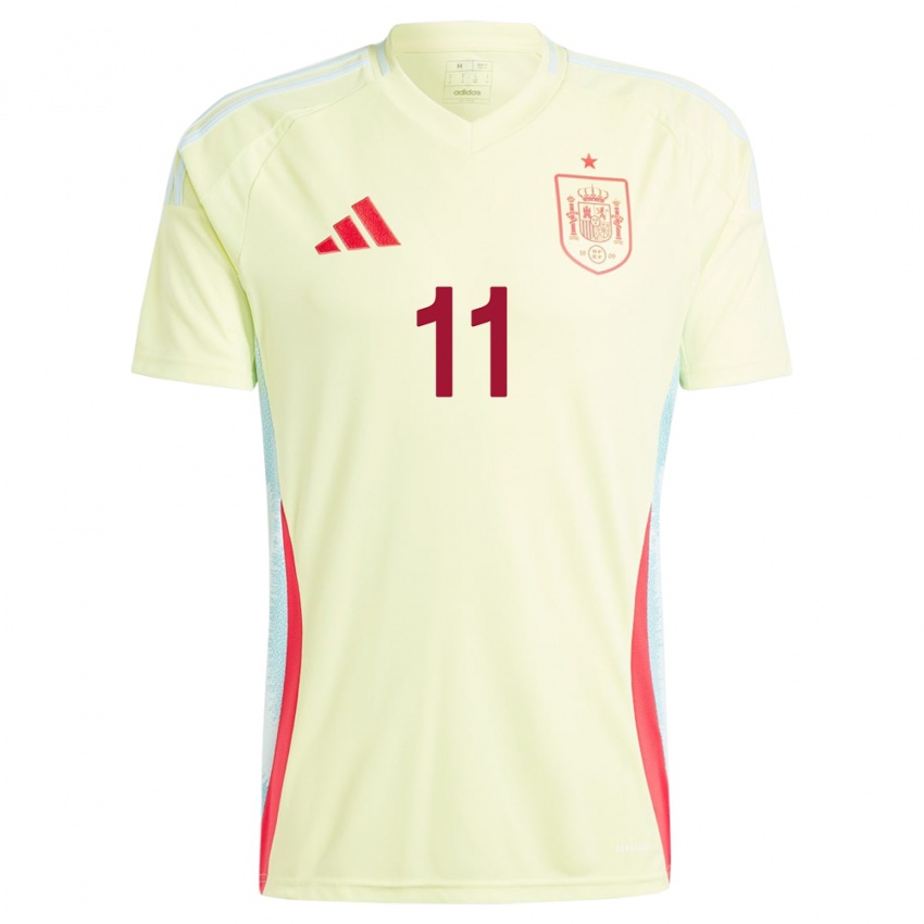 Dames Spanje David Mella #11 Geel Uitshirt Uittenue 24-26 T-Shirt