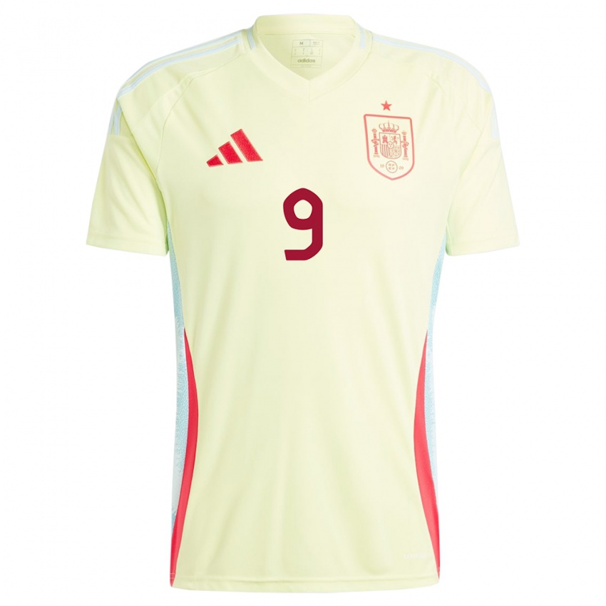 Dames Spanje Alvaro Gines #9 Geel Uitshirt Uittenue 24-26 T-Shirt