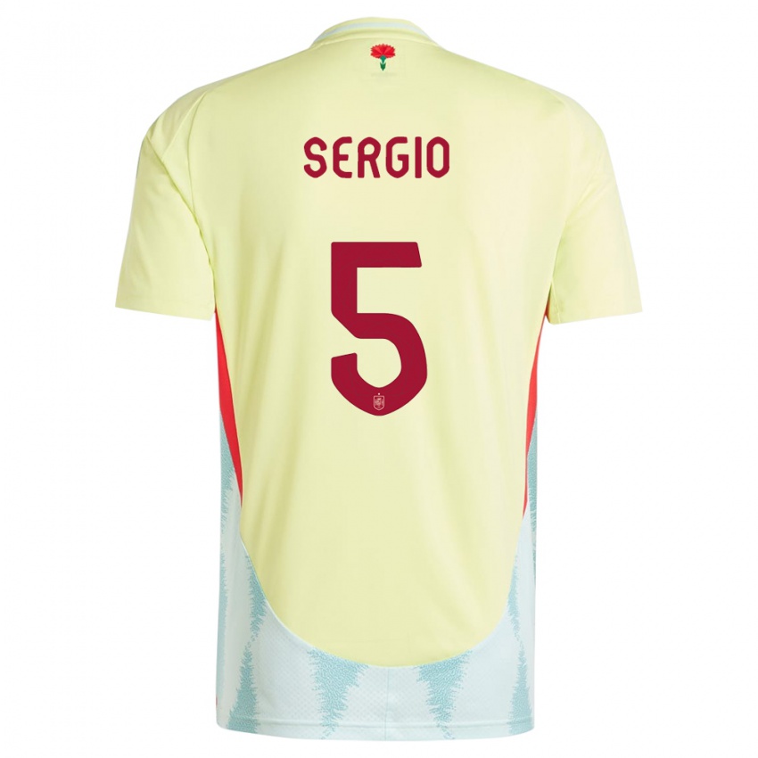 Dames Spanje Sergio Busquets #5 Geel Uitshirt Uittenue 24-26 T-Shirt