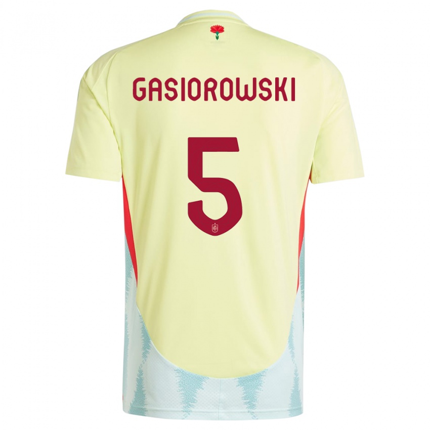 Dames Spanje Yarek Gasiorowski #5 Geel Uitshirt Uittenue 24-26 T-Shirt