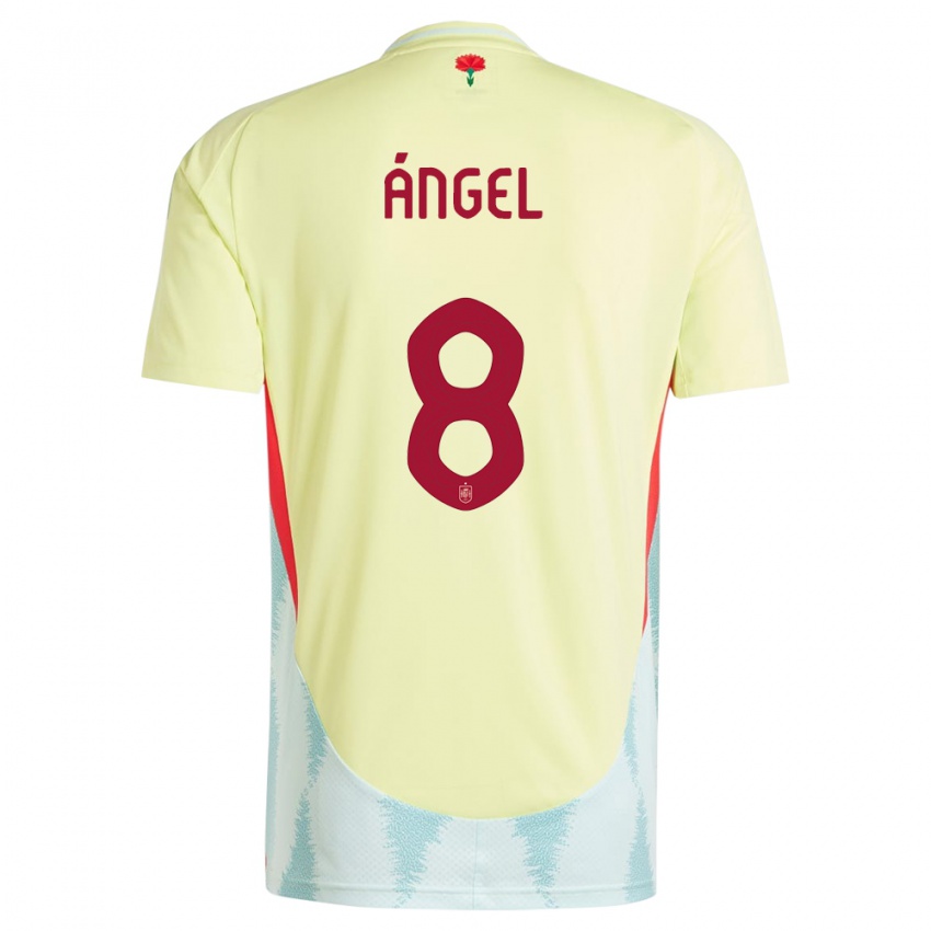 Dames Spanje Manuel Angel #8 Geel Uitshirt Uittenue 24-26 T-Shirt