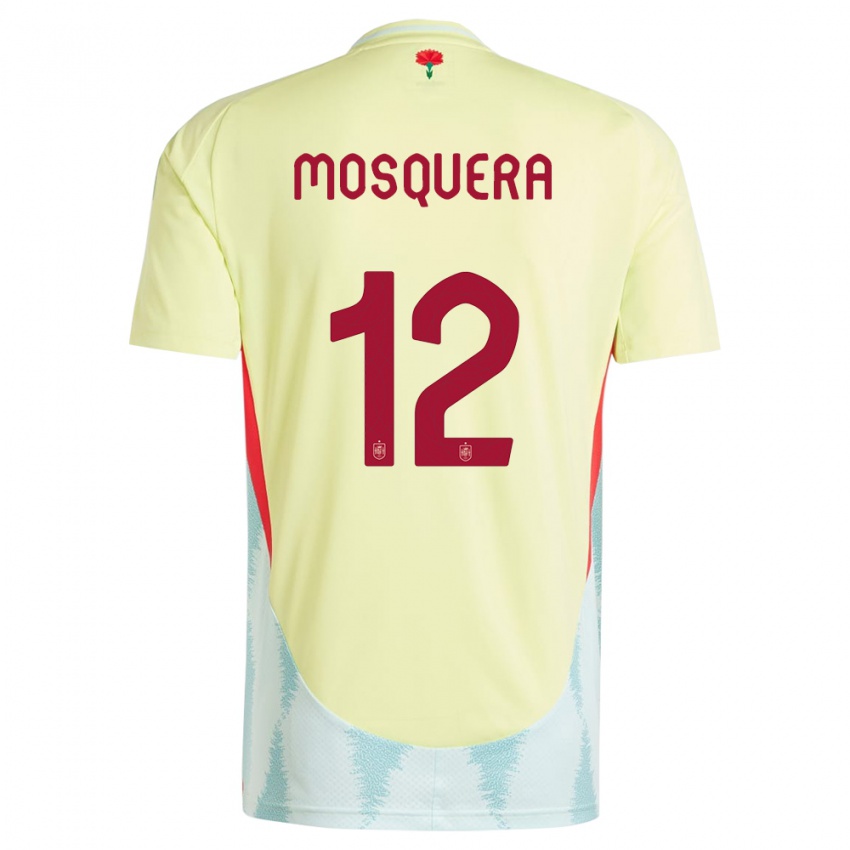 Dames Spanje Cristian Mosquera #12 Geel Uitshirt Uittenue 24-26 T-Shirt