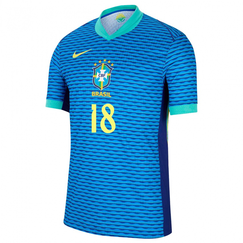 Dames Brazilië Camilo #18 Blauw Uitshirt Uittenue 24-26 T-Shirt