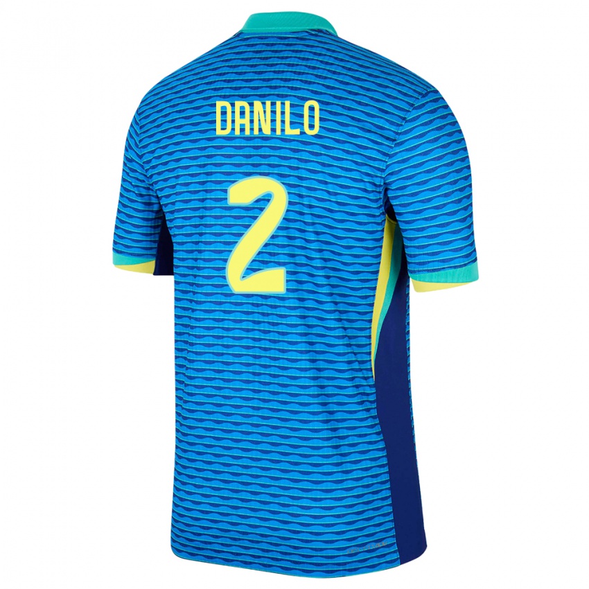 Dames Brazilië Danilo #2 Blauw Uitshirt Uittenue 24-26 T-Shirt