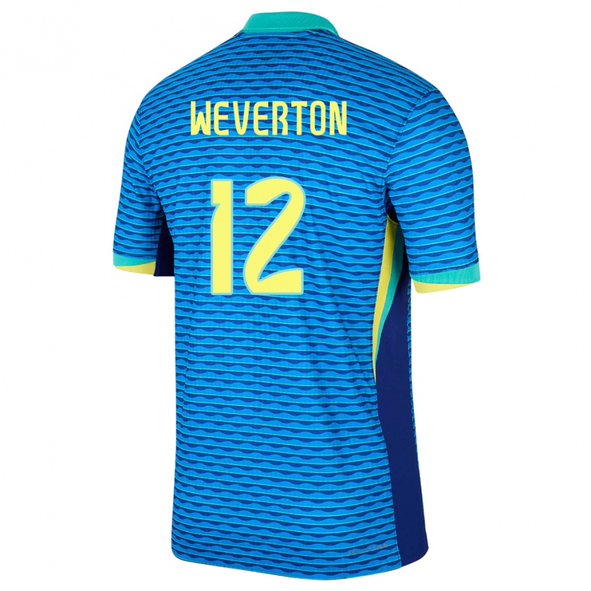 Dames Brazilië Weverton #12 Blauw Uitshirt Uittenue 24-26 T-Shirt