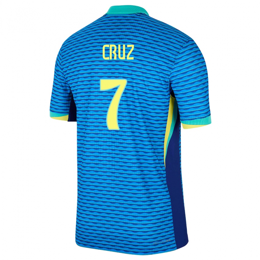 Dames Brazilië Joao Cruz #7 Blauw Uitshirt Uittenue 24-26 T-Shirt