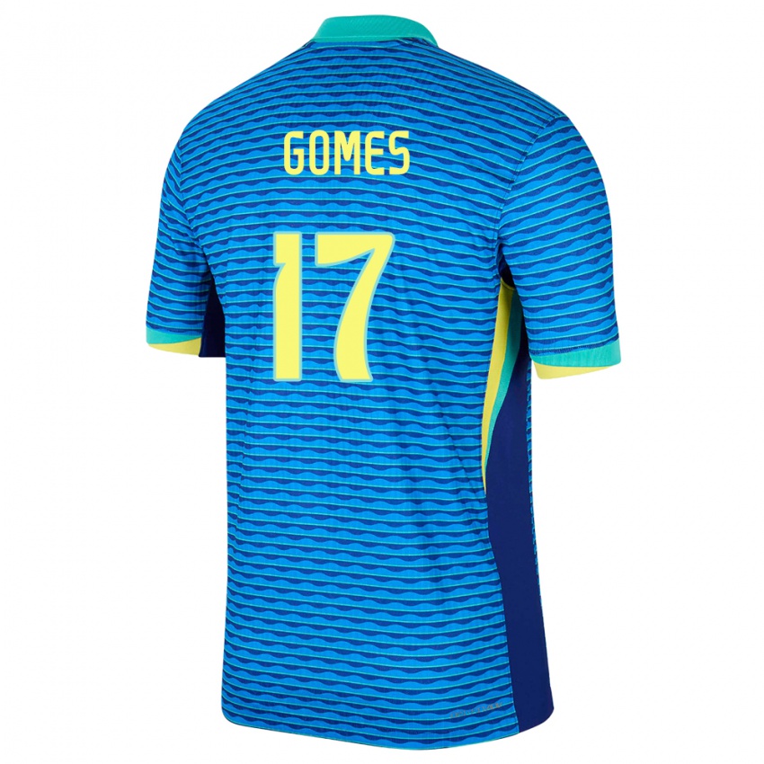 Dames Brazilië William Gomes #17 Blauw Uitshirt Uittenue 24-26 T-Shirt