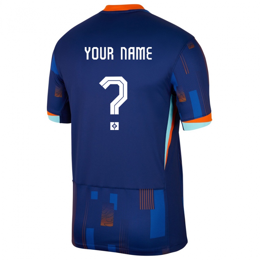 Dames Nederland Uw Naam #0 Blauw Uitshirt Uittenue 24-26 T-Shirt
