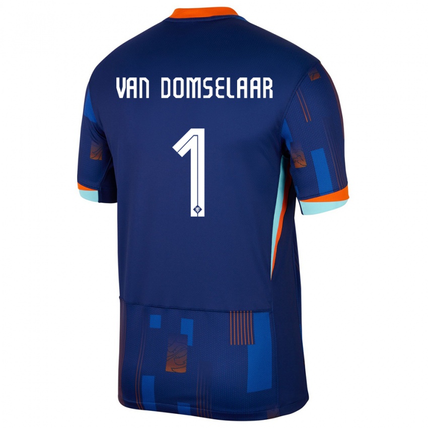 Dames Nederland Daphne Van Domselaar #1 Blauw Uitshirt Uittenue 24-26 T-Shirt