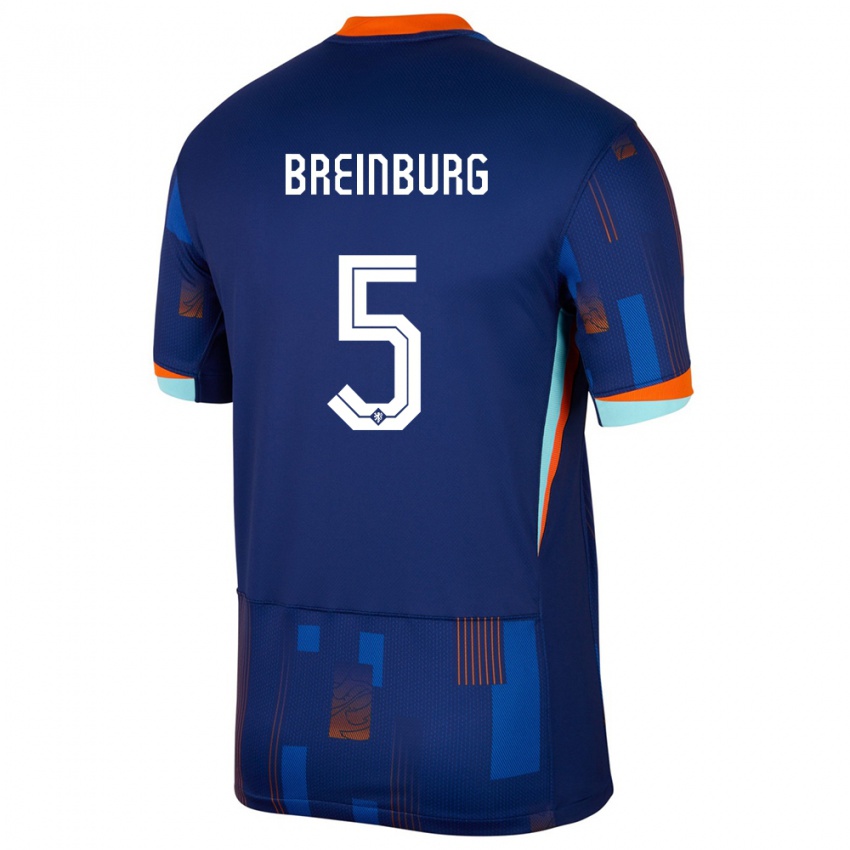 Dames Nederland Rainey Breinburg #5 Blauw Uitshirt Uittenue 24-26 T-Shirt