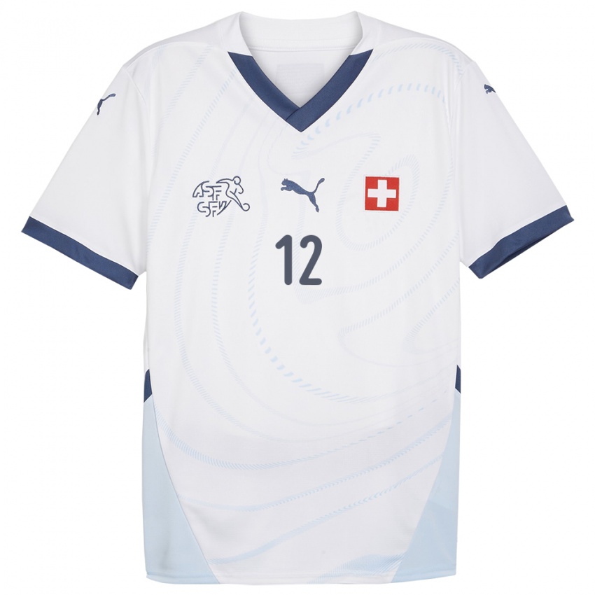 Dames Zwitserland Gianni De Nitti #12 Wit Uitshirt Uittenue 24-26 T-Shirt