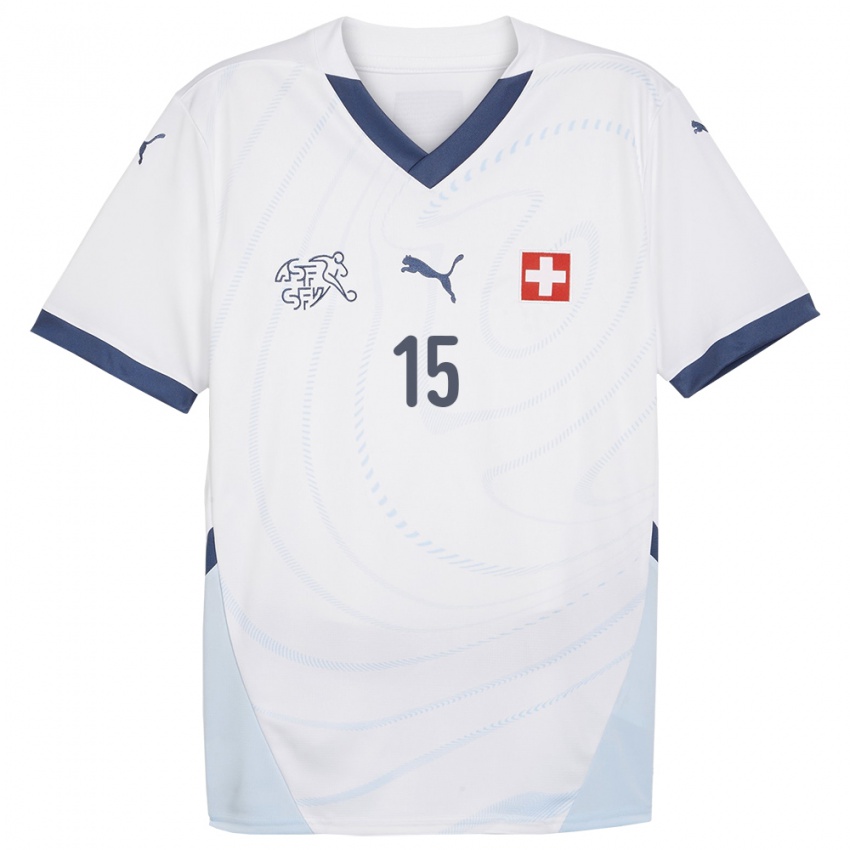 Dames Zwitserland Aurele Amenda #15 Wit Uitshirt Uittenue 24-26 T-Shirt