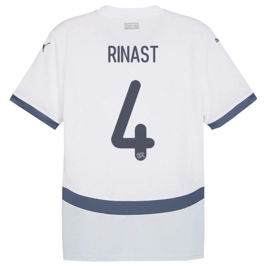 Dames Zwitserland Rachel Rinast #4 Wit Uitshirt Uittenue 24-26 T-Shirt