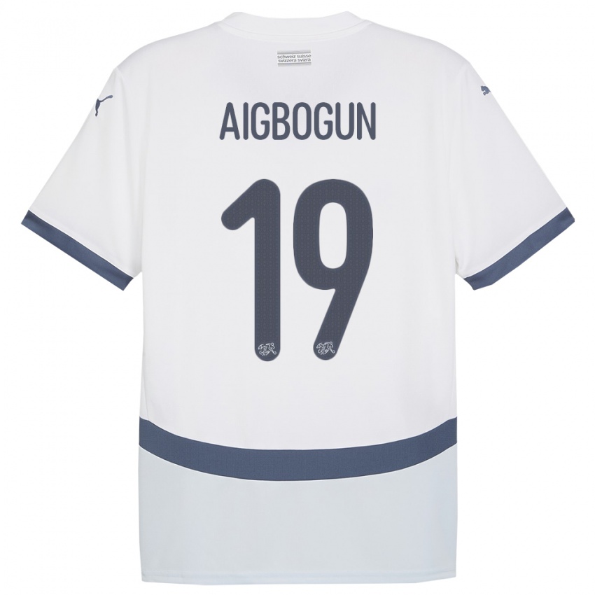 Dames Zwitserland Eseosa Aigbogun #19 Wit Uitshirt Uittenue 24-26 T-Shirt