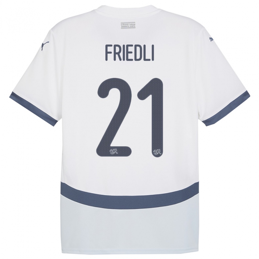 Dames Zwitserland Seraina Friedli #21 Wit Uitshirt Uittenue 24-26 T-Shirt