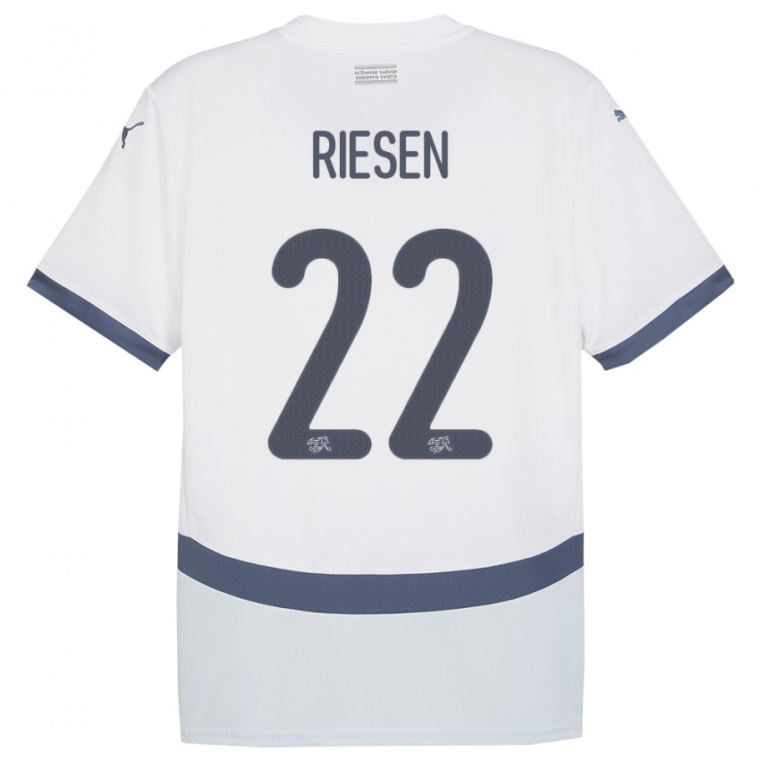 Dames Zwitserland Nadine Riesen #22 Wit Uitshirt Uittenue 24-26 T-Shirt