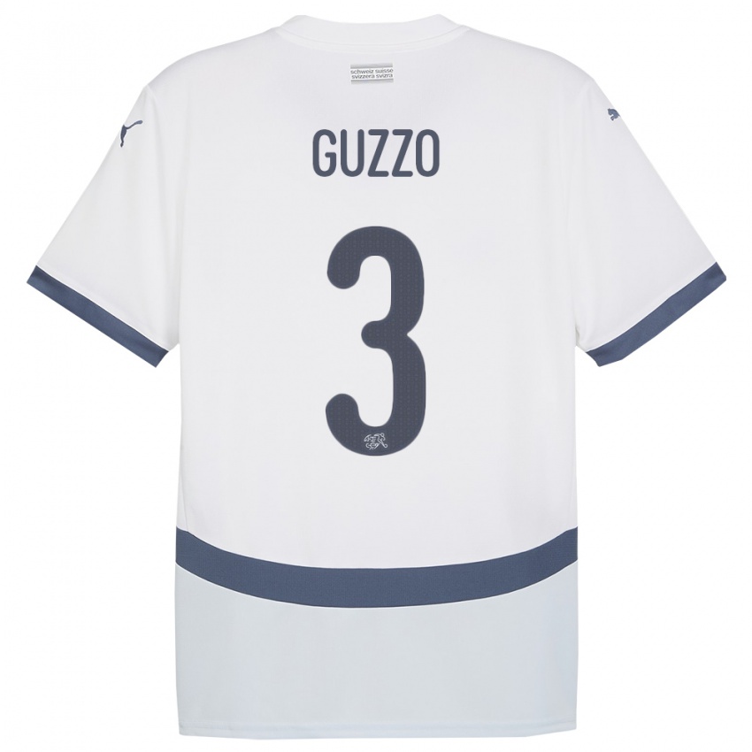 Dames Zwitserland Ramon Guzzo #3 Wit Uitshirt Uittenue 24-26 T-Shirt