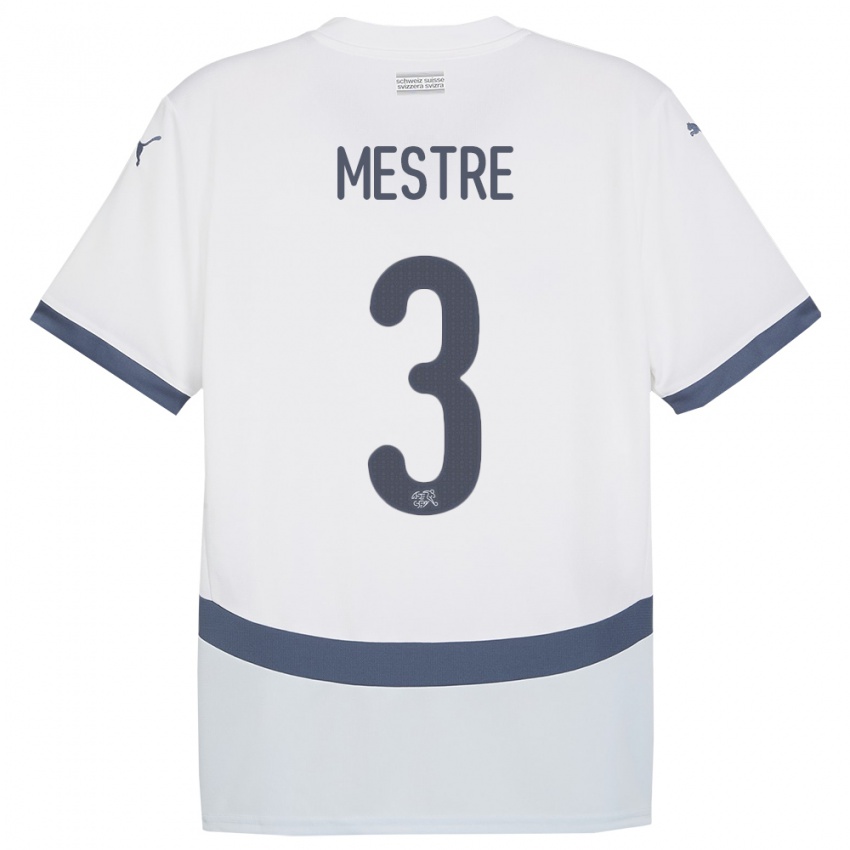 Dames Zwitserland Luis Mestre #3 Wit Uitshirt Uittenue 24-26 T-Shirt