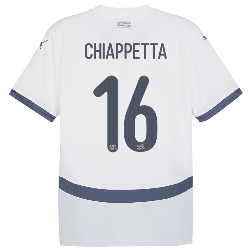 Dames Zwitserland Carmine Chiappetta #16 Wit Uitshirt Uittenue 24-26 T-Shirt