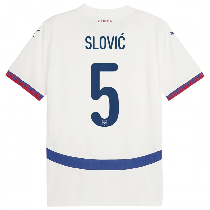 Dames Servië Violeta Slovic #5 Wit Uitshirt Uittenue 24-26 T-Shirt