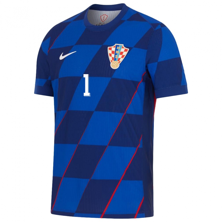 Dames Kroatië Dominik Livakovic #1 Blauw Uitshirt Uittenue 24-26 T-Shirt