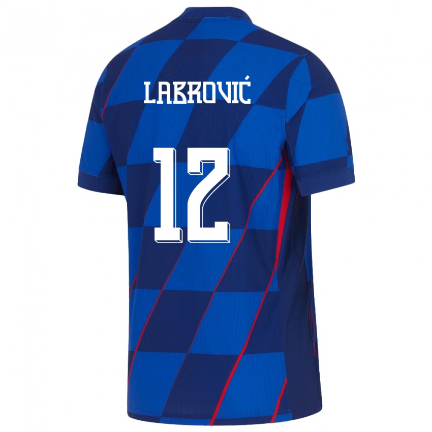 Dames Kroatië Nediljko Labrovic #12 Blauw Uitshirt Uittenue 24-26 T-Shirt