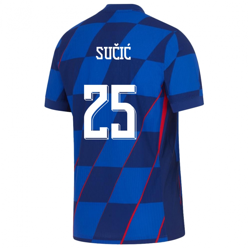 Dames Kroatië Luka Sucic #25 Blauw Uitshirt Uittenue 24-26 T-Shirt