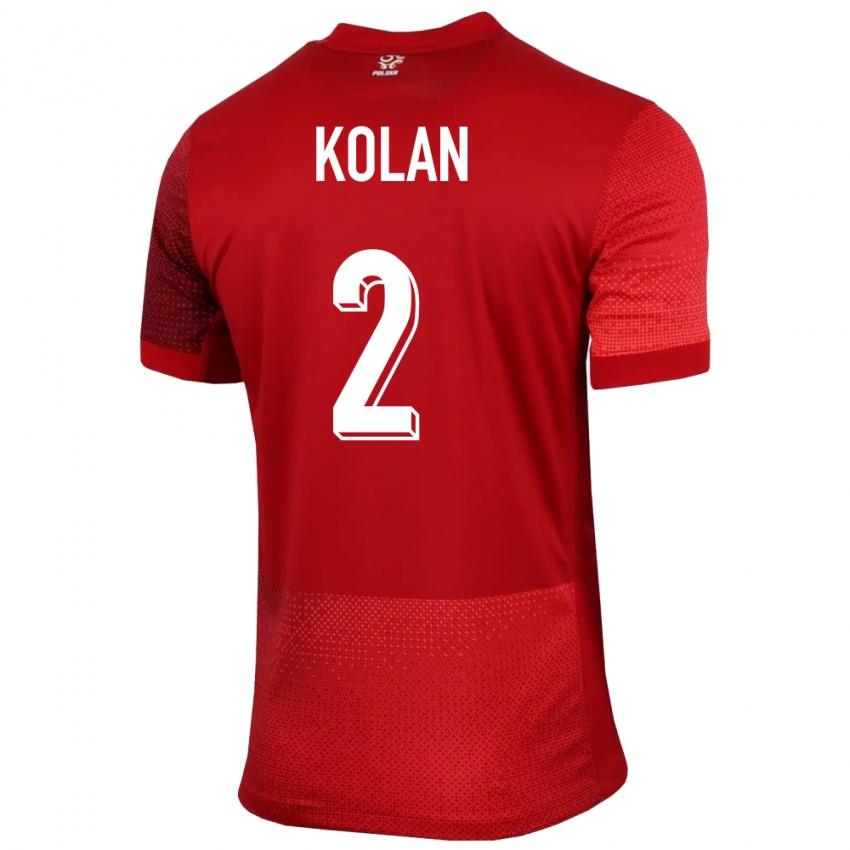 Dames Polen Jakub Kolan #2 Rood Uitshirt Uittenue 24-26 T-Shirt