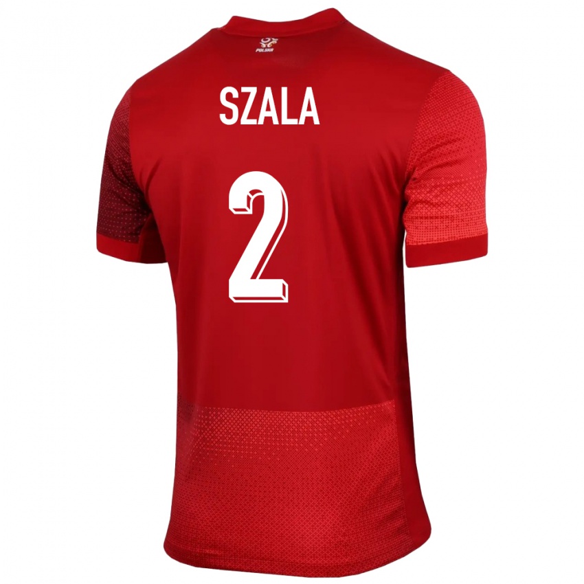 Dames Polen Dominik Szala #2 Rood Uitshirt Uittenue 24-26 T-Shirt