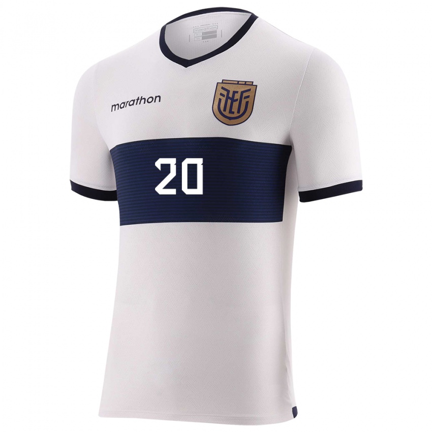 Dames Ecuador Jhegson Mendez #20 Wit Uitshirt Uittenue 24-26 T-Shirt