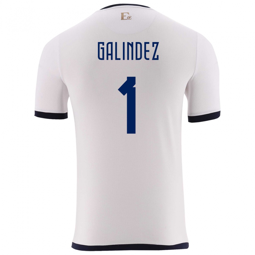 Dames Ecuador Hernan Galindez #1 Wit Uitshirt Uittenue 24-26 T-Shirt