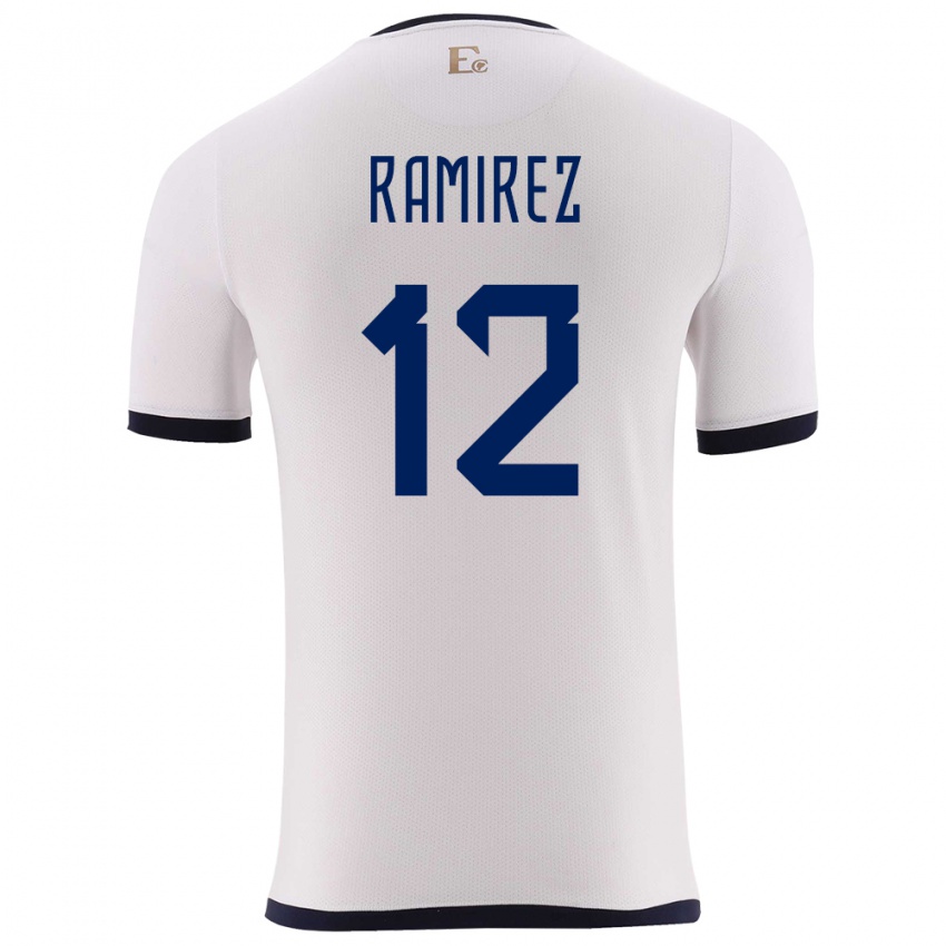 Dames Ecuador Moises Ramirez #12 Wit Uitshirt Uittenue 24-26 T-Shirt