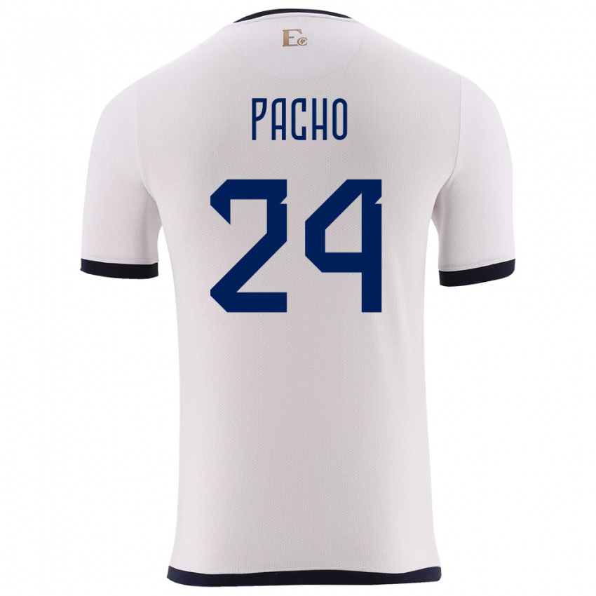 Dames Ecuador William Pacho #24 Wit Uitshirt Uittenue 24-26 T-Shirt