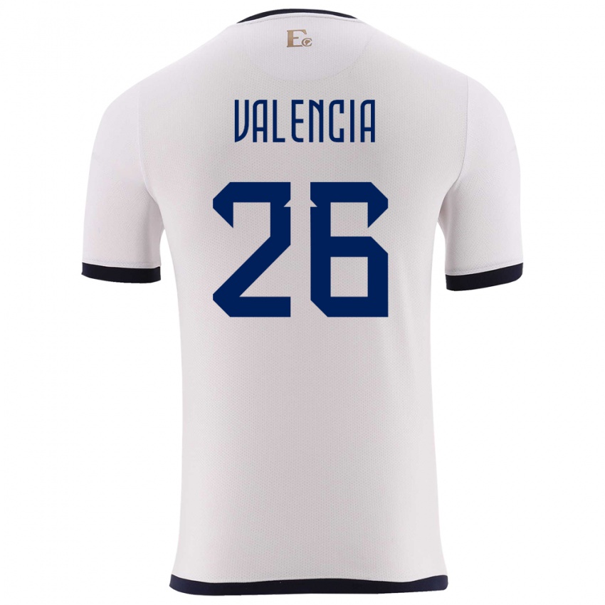 Dames Ecuador Anthony Valencia #26 Wit Uitshirt Uittenue 24-26 T-Shirt