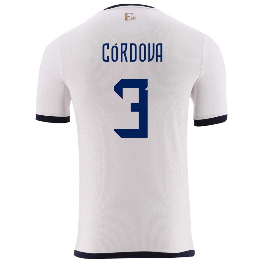 Dames Ecuador Luis Cordova #3 Wit Uitshirt Uittenue 24-26 T-Shirt