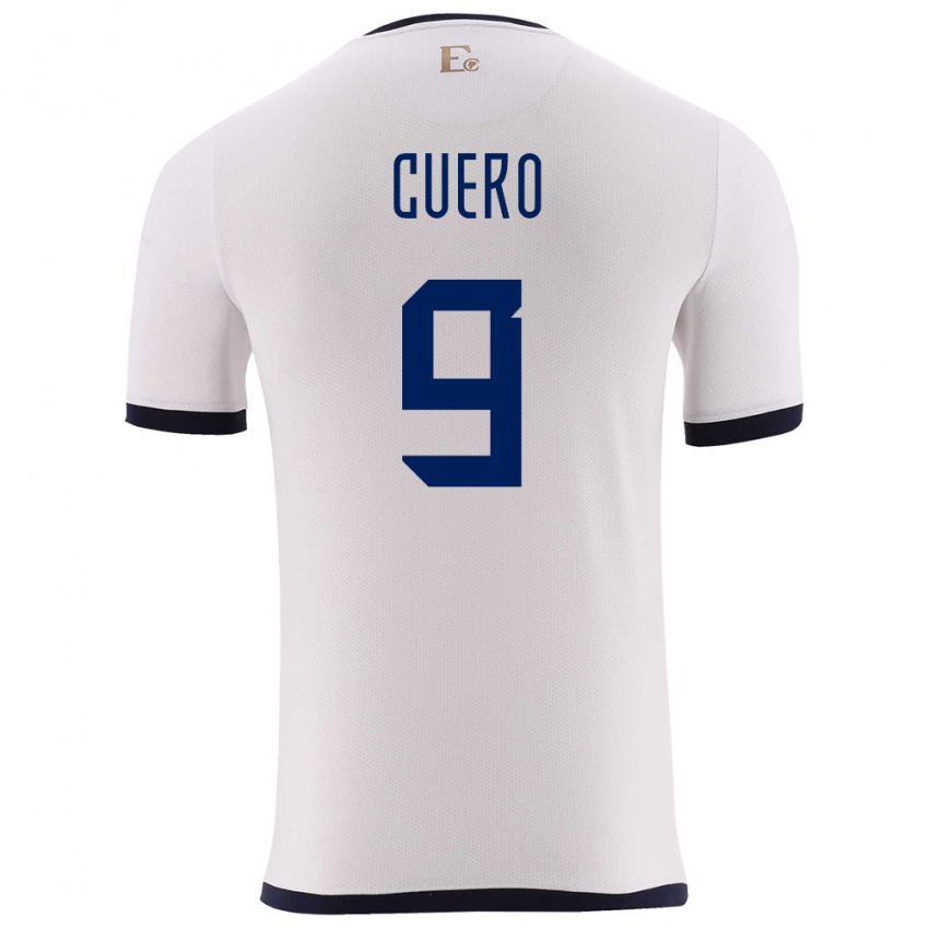 Dames Ecuador Justin Cuero #9 Wit Uitshirt Uittenue 24-26 T-Shirt