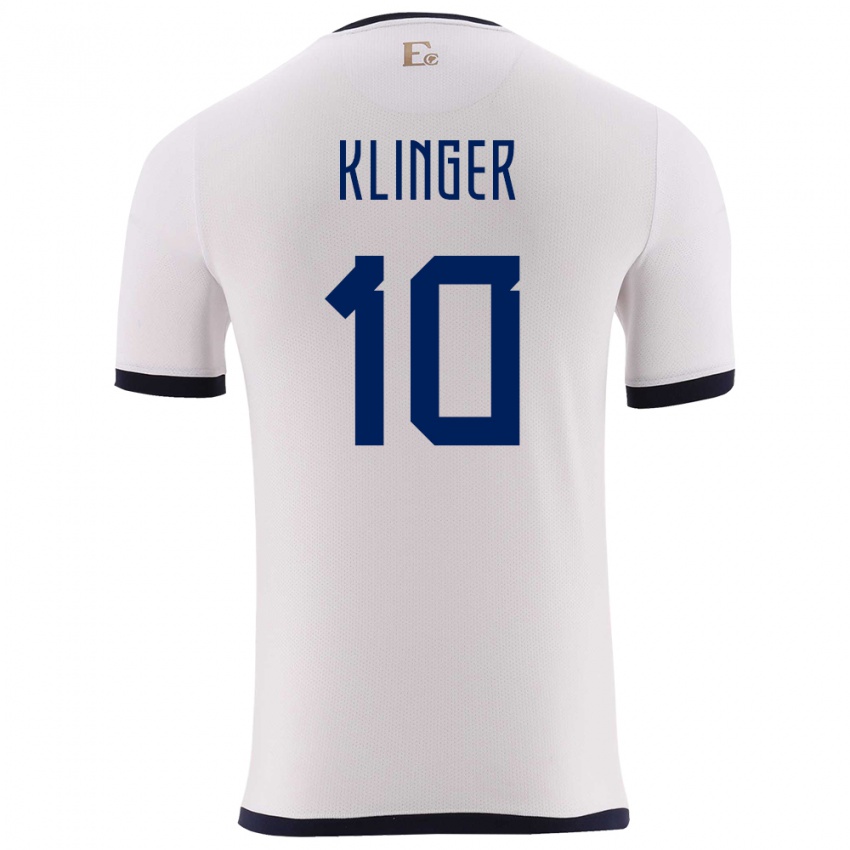 Dames Ecuador Jose Klinger #10 Wit Uitshirt Uittenue 24-26 T-Shirt