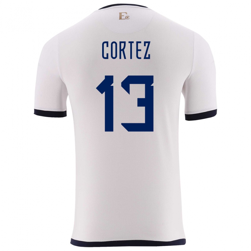 Dames Ecuador Steven Cortez #13 Wit Uitshirt Uittenue 24-26 T-Shirt