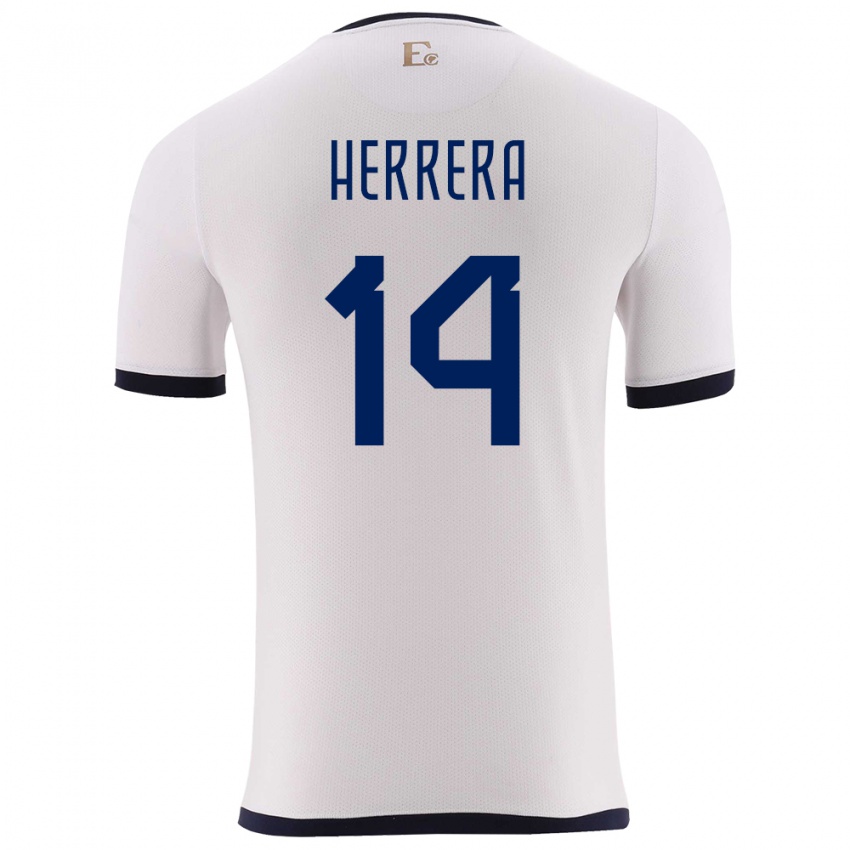 Dames Ecuador Orlando Herrera #14 Wit Uitshirt Uittenue 24-26 T-Shirt