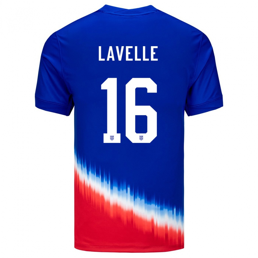 Dames Verenigde Staten Rose Lavelle #16 Blauw Uitshirt Uittenue 24-26 T-Shirt
