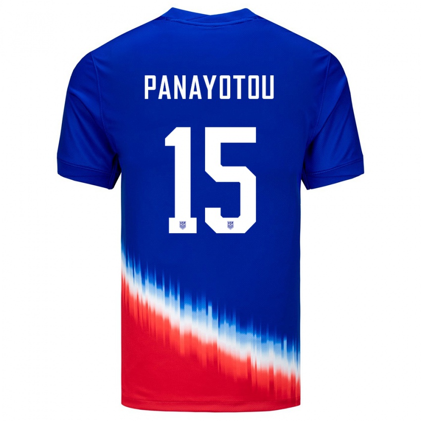 Dames Verenigde Staten Jack Panayotou #15 Blauw Uitshirt Uittenue 24-26 T-Shirt