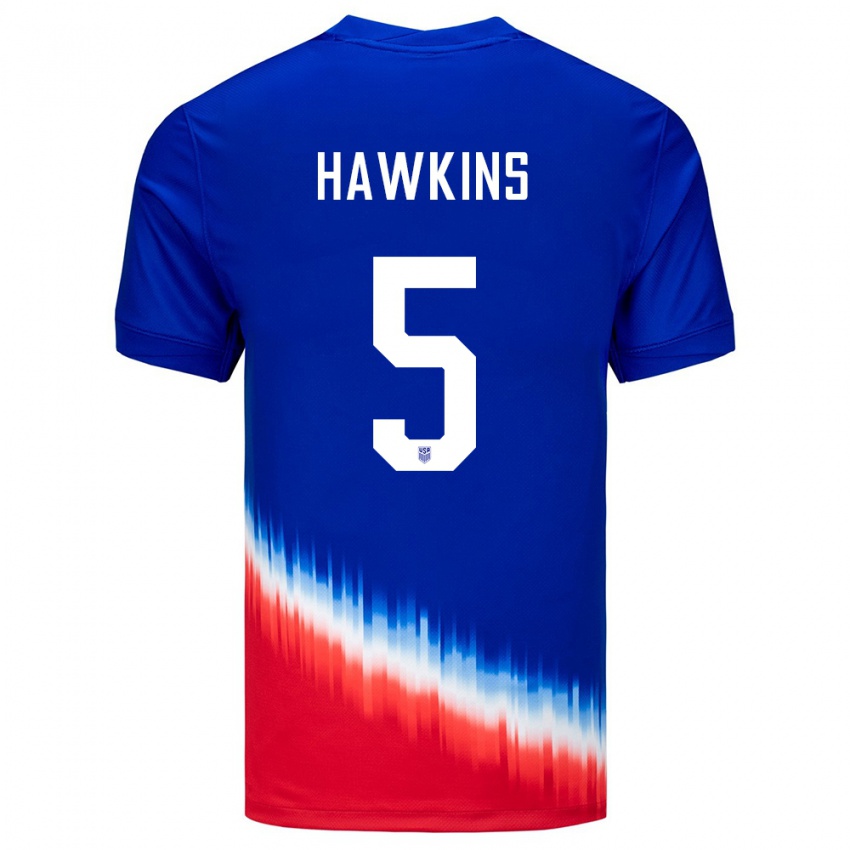 Dames Verenigde Staten Stuart Hawkins #5 Blauw Uitshirt Uittenue 24-26 T-Shirt
