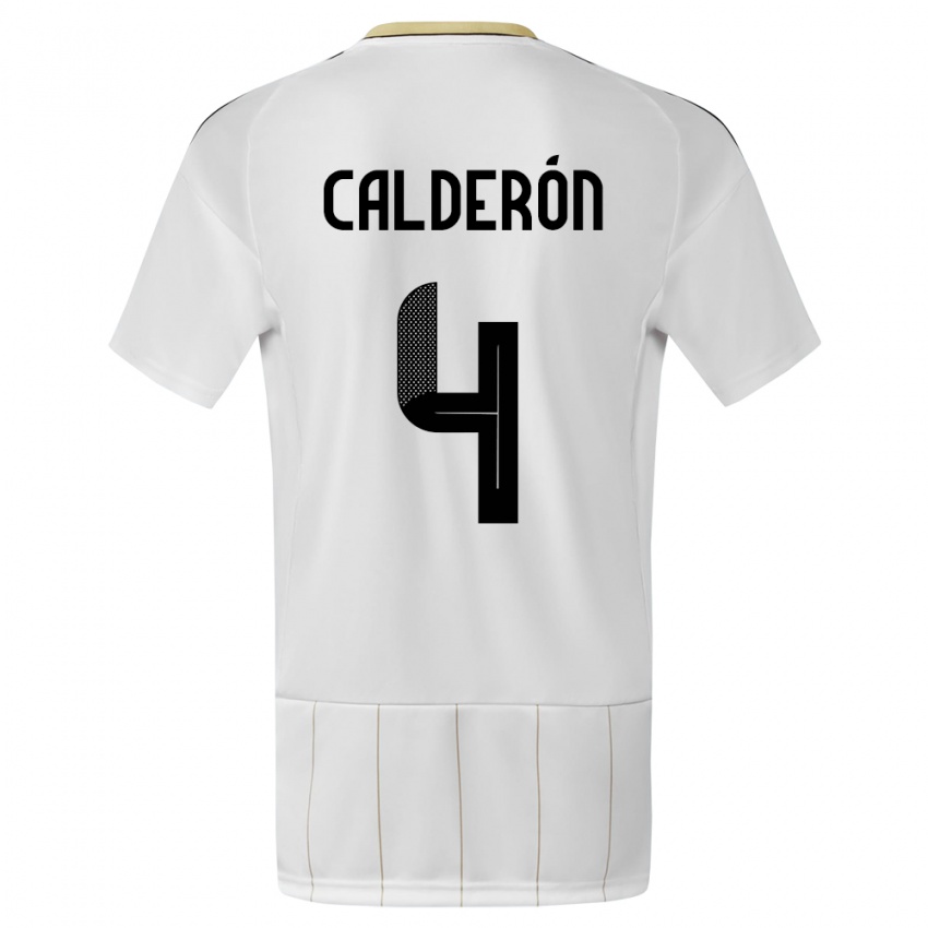 Dames Costa Rica Brandon Calderon #4 Wit Uitshirt Uittenue 24-26 T-Shirt