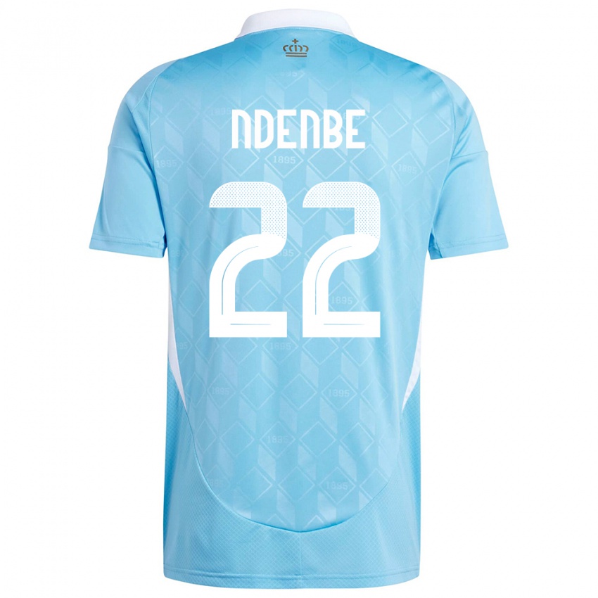 Dames België Logan Ndenbe #22 Blauw Uitshirt Uittenue 24-26 T-Shirt