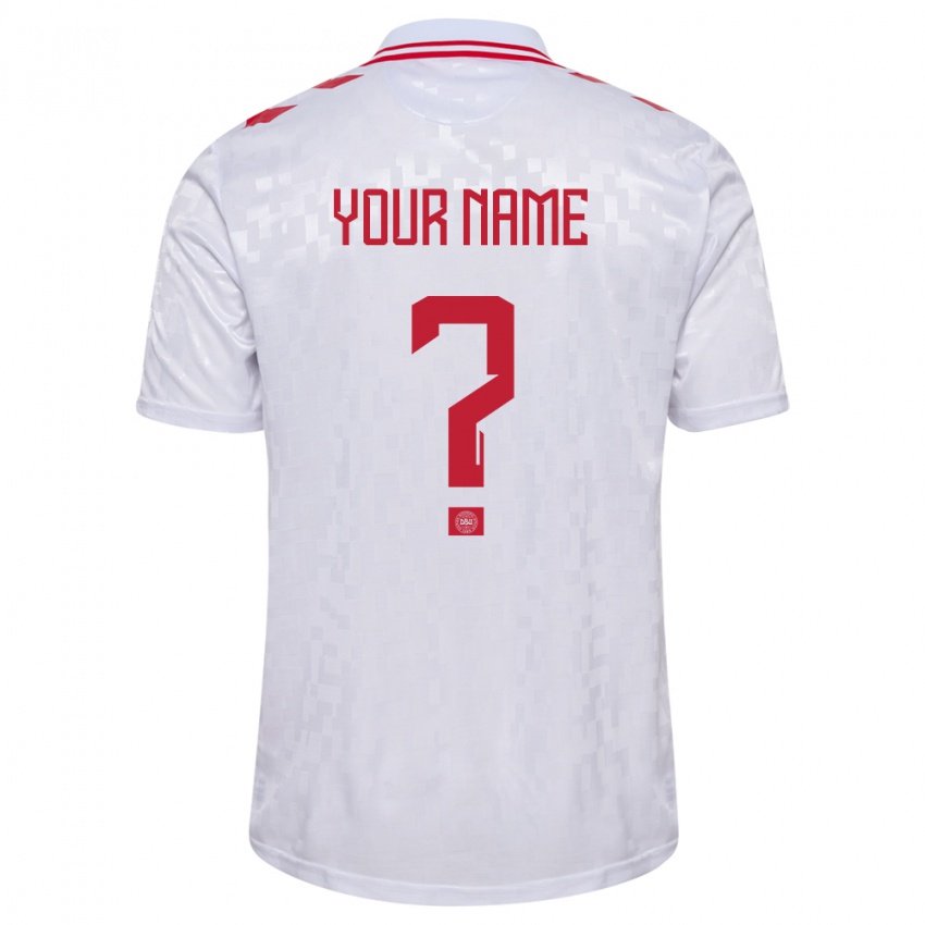 Dames Denemarken Uw Naam #0 Wit Uitshirt Uittenue 24-26 T-Shirt