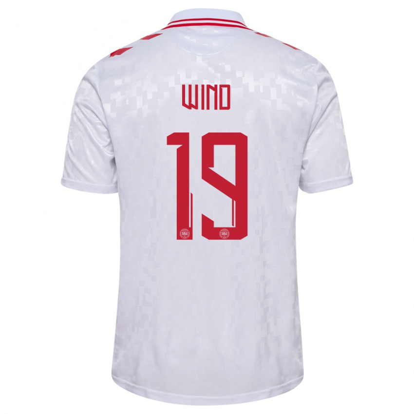 Dames Denemarken Jonas Wind #19 Wit Uitshirt Uittenue 24-26 T-Shirt