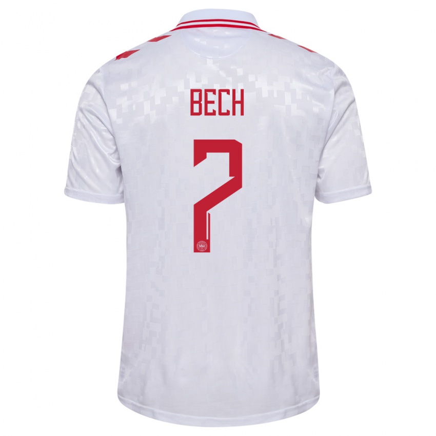Dames Denemarken Tobias Bech #7 Wit Uitshirt Uittenue 24-26 T-Shirt