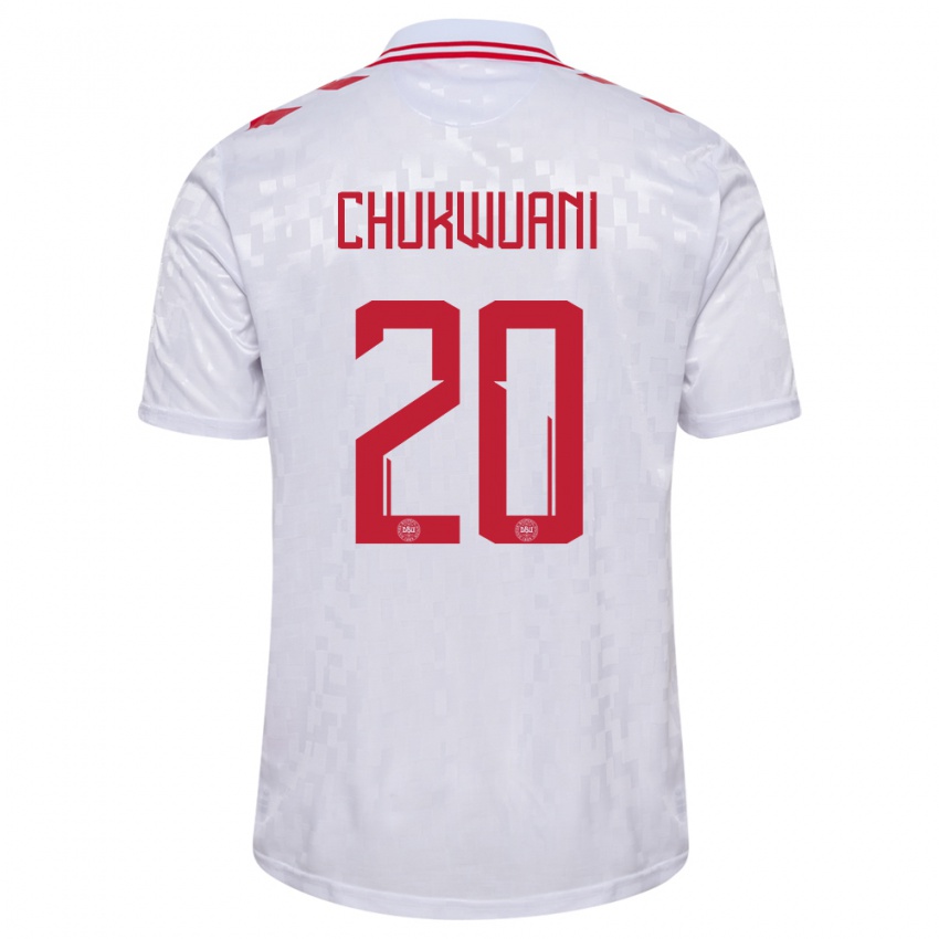 Dames Denemarken Tochi Chukwuani #20 Wit Uitshirt Uittenue 24-26 T-Shirt
