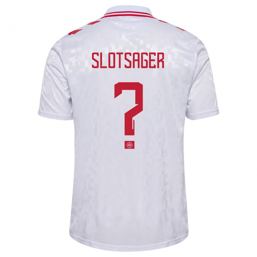 Dames Denemarken Tobias Slotsager #0 Wit Uitshirt Uittenue 24-26 T-Shirt